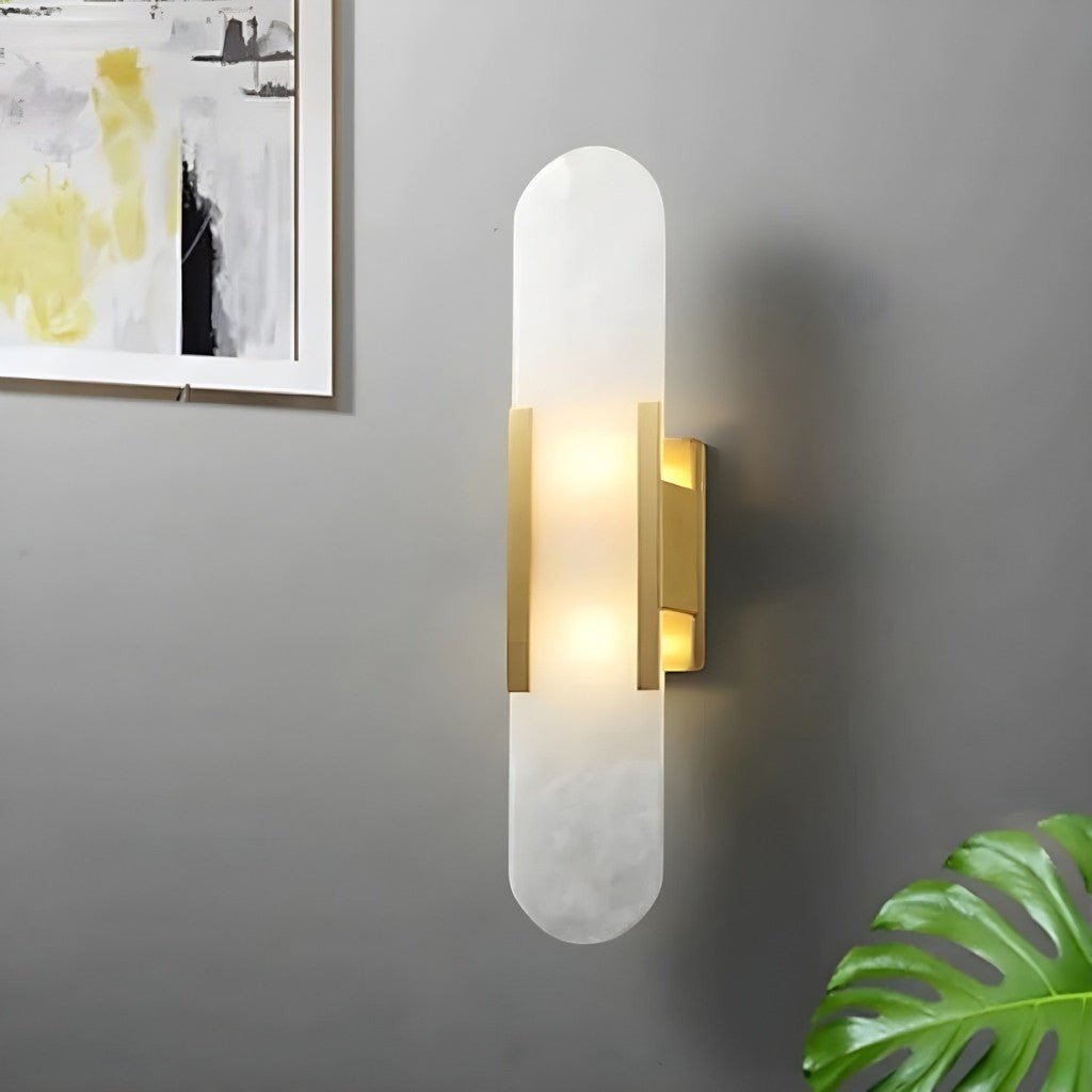 Alabaster & Metal Wall Lamp Sconce